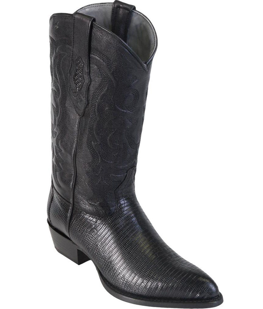 Pre-owned Los Altos Boots Los Altos Men Black Genuine Lizard Ring Western Cowboy J-toe Boot (d) 0907061