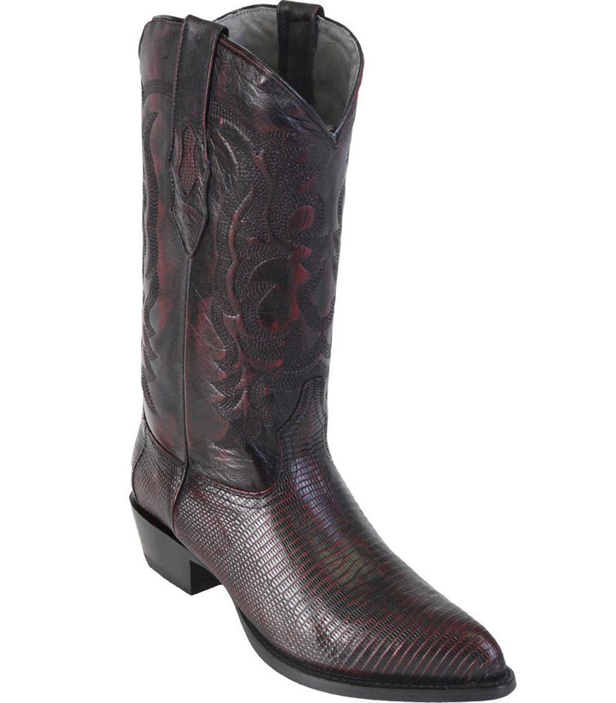 Pre-owned Los Altos Boots Los Altos Men Cherry Genuine Lizard Ring Western Cowboy J-toe Boot (ee+)