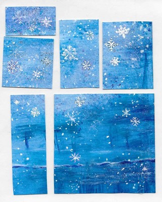 ICE original miniature acrylic painting 2 x 1.5 inches artist Olena Mallett