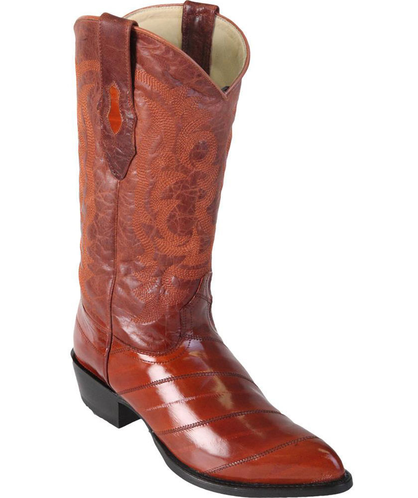 Pre-owned Los Altos Boots Los Altos Men Cognac Genuine Eel Western Cowboy Boot J-toe 990803 Ee In Brown