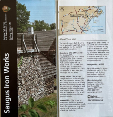 New SAUGUS IRON WORKS NHS  NATIONAL PARK SERVICE UNIGRID BROCHURE Map  GPO 2021
