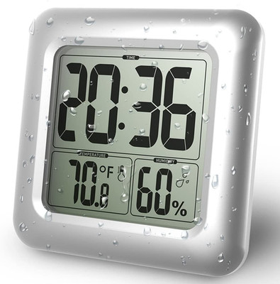 Digital Shower Clock, Splash-Proof Digital Clock for the Bathroom, Large LCD Dis