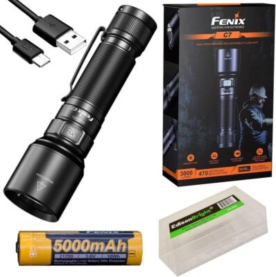 Fenix C7 3000 Lumens magnetic base, USB rechargeable flashlight with Edisonbrigh