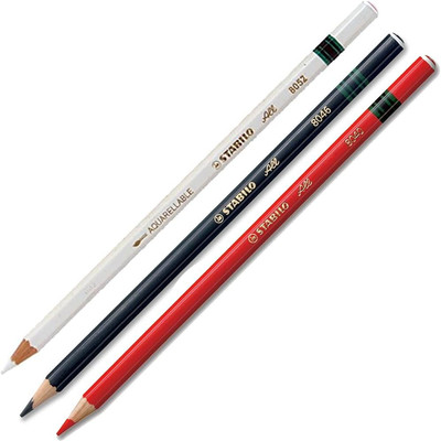 3x Pencils Black-Red-White