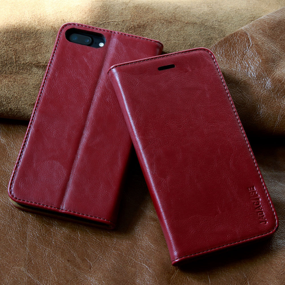 Leder Case für Apple oder Samsung Smartphone Schutzhülle Tasche Cover Handy rot