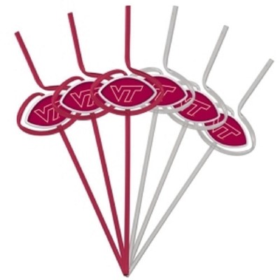 Virginia Tech Hokies Team Sipper Straw - 6 Pack [NEW] NCAA Party Tailgate Drink