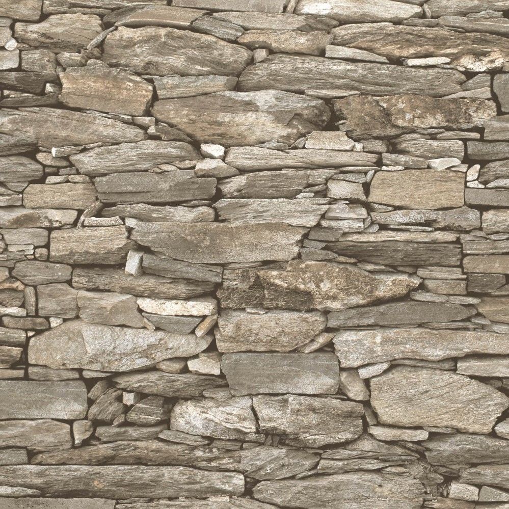 NATURAL BEIGE BRICK DRY STONE WALL EFFECT REALISTIC ...