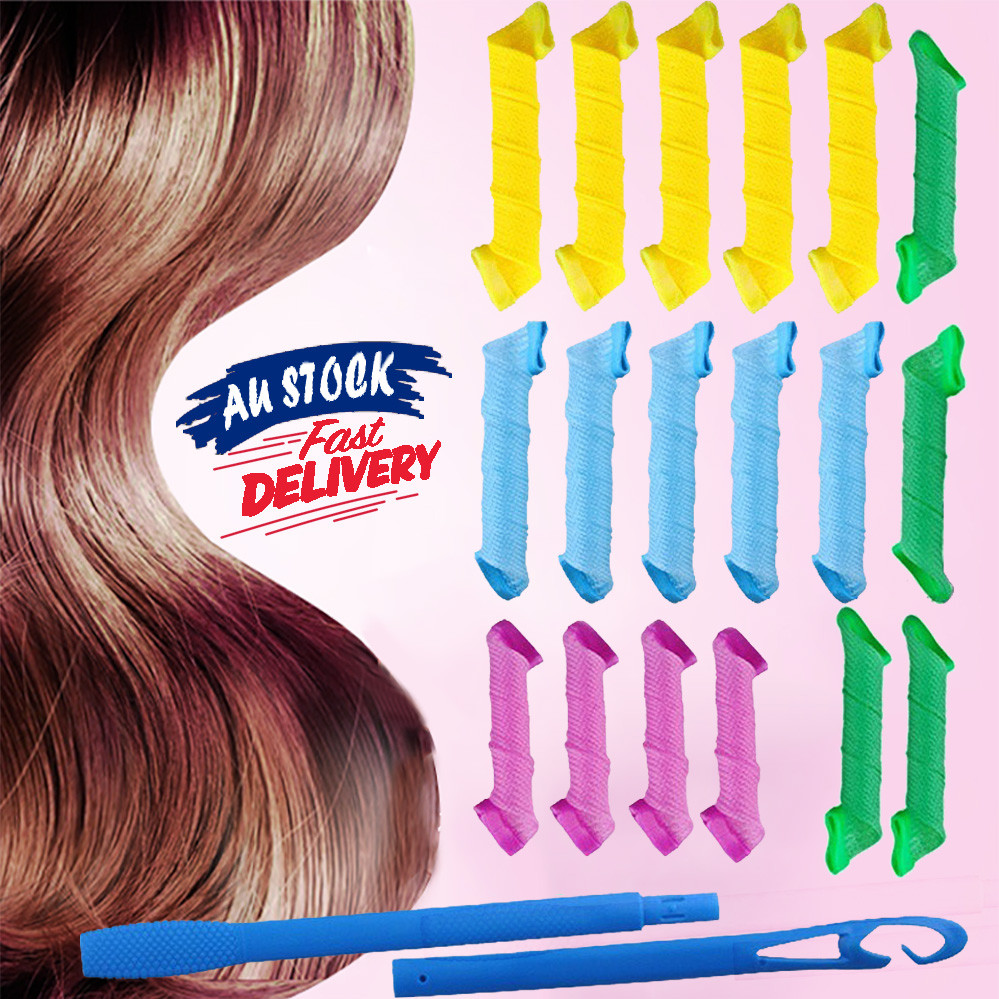 18pcs No Heat Formers Spiral Styling Rollers Leverage Curlers