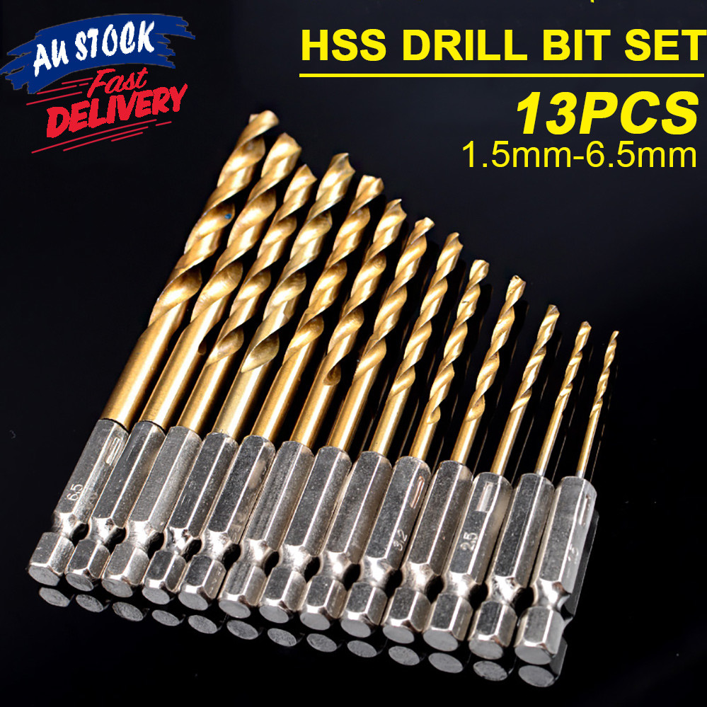 13pcs Hex Shank Quick Change Titanium Cobalt Coated shank twist drill
