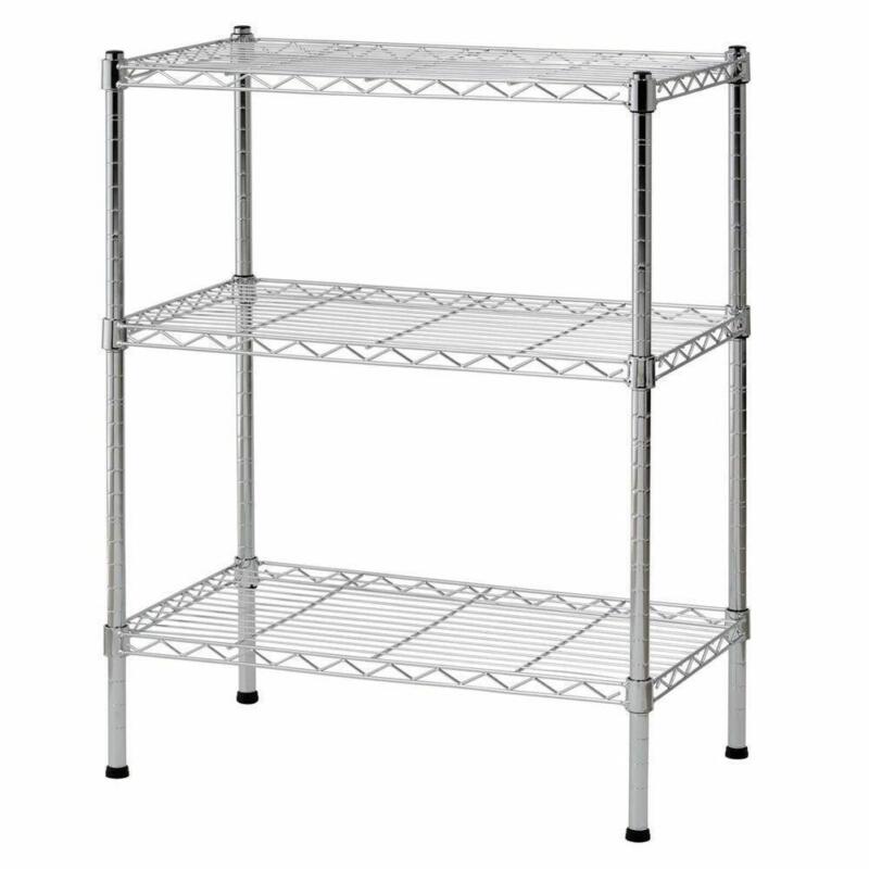 32" Shelving Rack Household Storage Adjustable Metal Shelf Holder