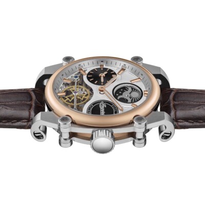 Pre-owned Ingersoll I15401 Mens Watch Varsity Dual Time Automatic 45mm 5atm