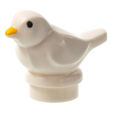 Lego Small White Bird with Black Eyes and Bright Light Orange Beak New