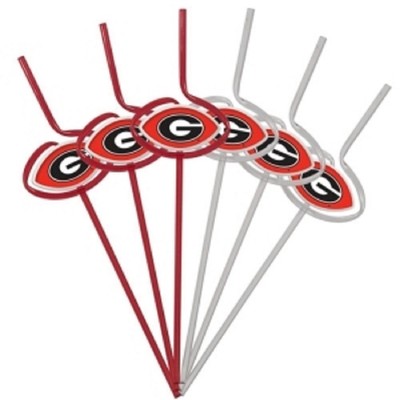 Georgia Bulldogs Team Sipper Straw - 6 Pack [NEW] NCAA Party Tailgate Drink