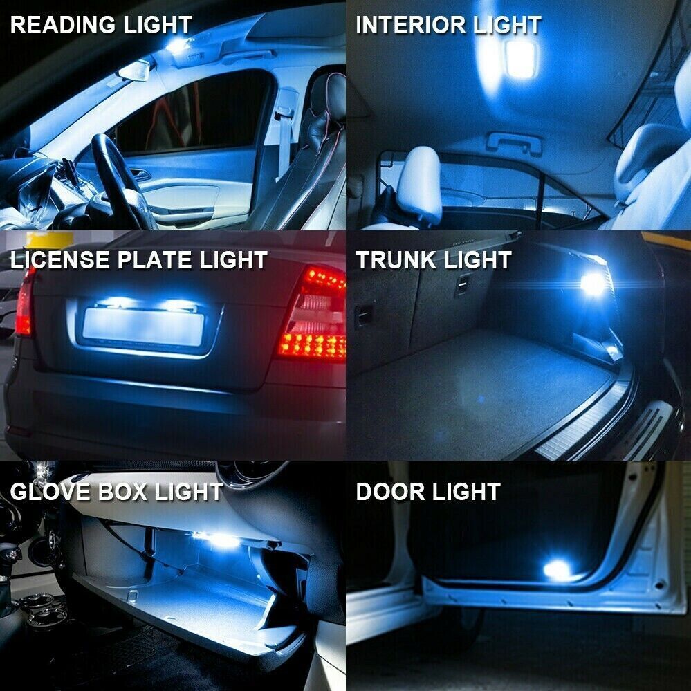 20Pcs Blue T10 194 168 W5W 2825 LED Interior Map Dome License Plate Light Bulbs