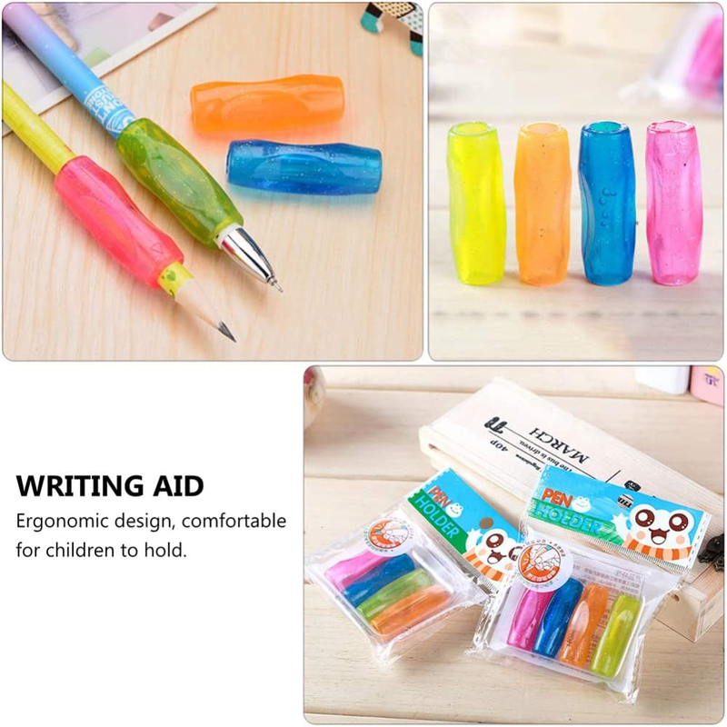 24Pcs Children Pencil Holder Rubber Pen Grips Glitter Writing Aid Grip Posture C