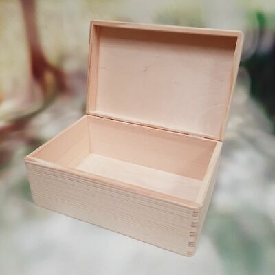 Plain Blank Wooden Box Case Storage Keepsake Birthday Secret Box Untreated Wood 