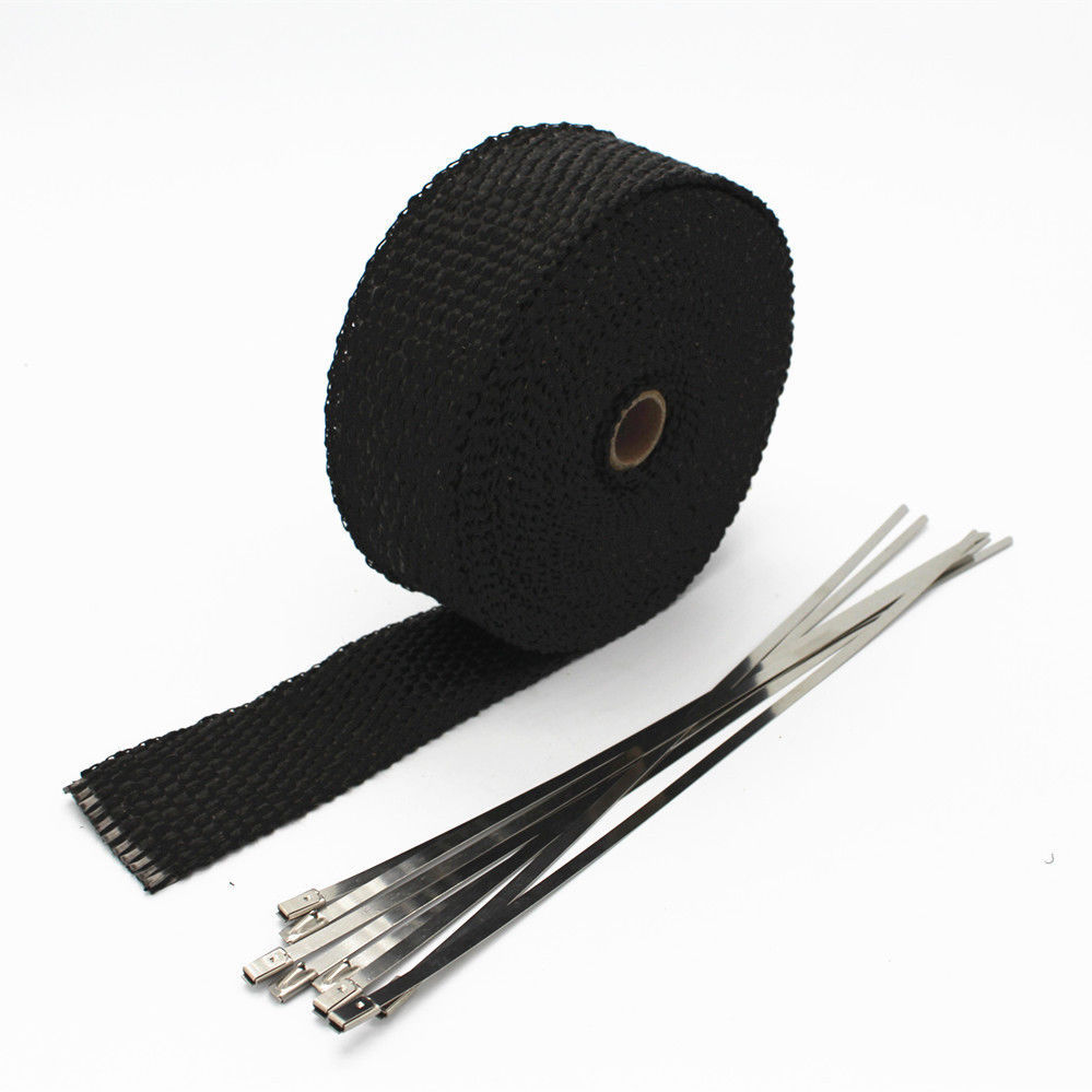 HEADER EXHAUST WRAP TAPE 2000 F Heat Protection Black 7.5m x 25mm + 6