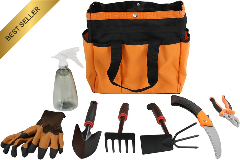 Garden Tote Bag with Tool Set, 8Pcs Outdoor Gardening Hand Tools Bag, Garden Mul