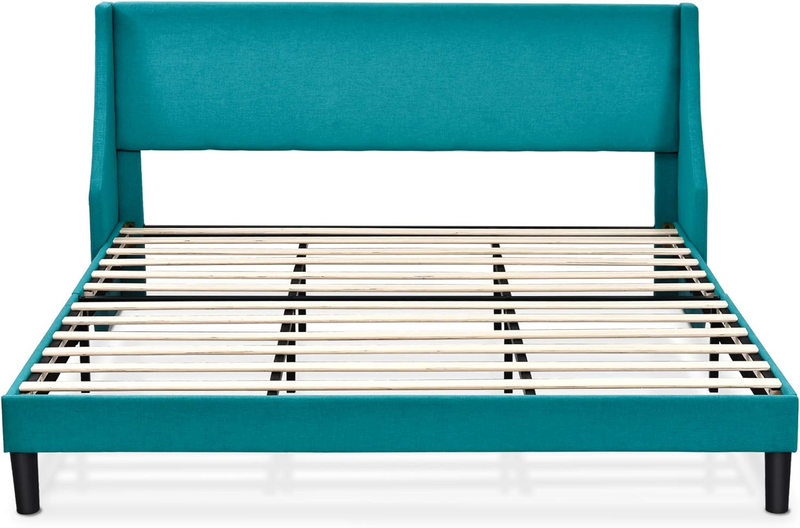 King Size Bed Frame, Platform Bed Frame with Upholstered Headboard, Modern Delux