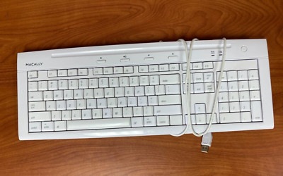 Macally USB Wired Keyboard for Windows PC & More - White (IKEY5COMBO)