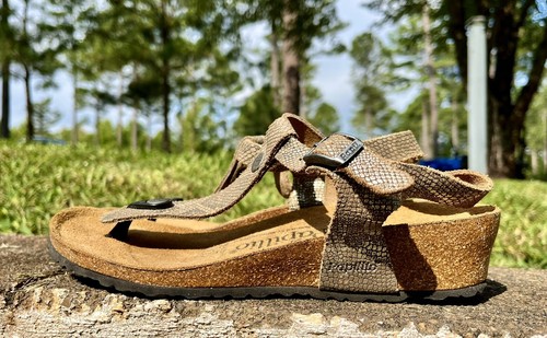 Birkenstock Papillio 38 Metallic Leather Thongs T-Strap