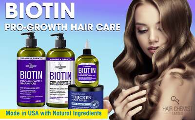 Hair Chemist Biotin Pro-Growth 3PC Hair Care Set - Includes 33.8oz Shampoo, 33.8