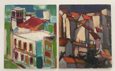 Michel Kritz. Quatre peintures sur isorel, une signée en bas à droite.