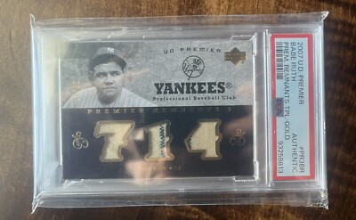 2007 Upper Deck UD Premier Babe Ruth Relic Triple Game Used Jersey 2 Pinstripes