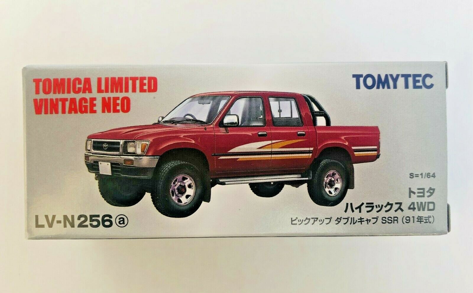 ラスト１点！TOYOTA HILUX 赤 ミニカー LV-N256a トヨタ ハイラックス 4WDピックアップ ダブルキャブSSR