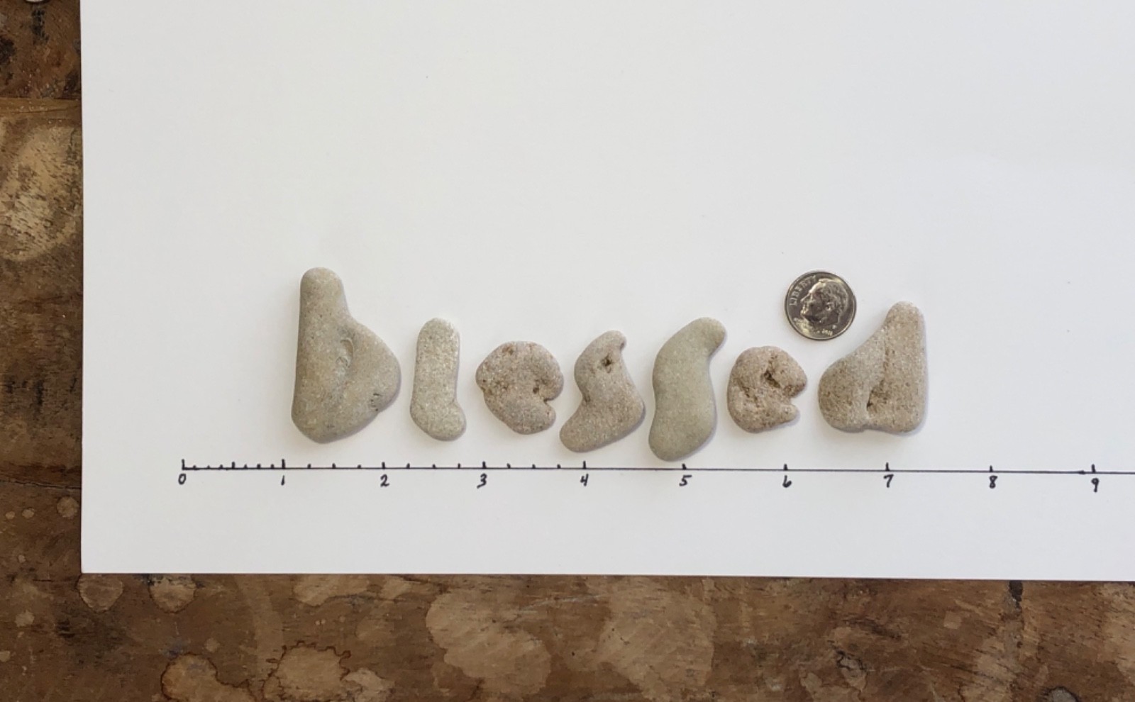 Natural Letter Shaped BLESSED Rocks Beach Stones craft mixed media art hag holey