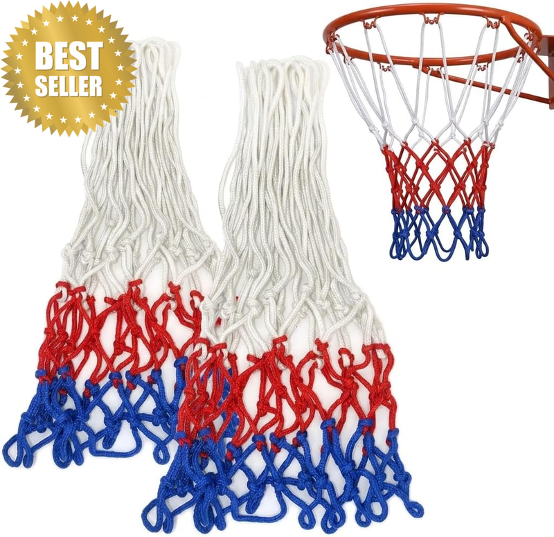 2 Pack All Weather Basketball Net Replacement, Durable Replacement Basketball Ho
