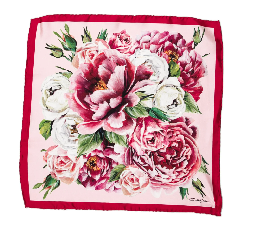 DOLCE & GABBANA Pink Cashmere & Silk Floral Print Scarf - 18