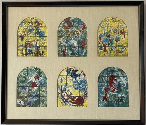 MARC CHAGALL STAINED GLASS WINDOWS LITHOGRAPH VINTAGE MODERN