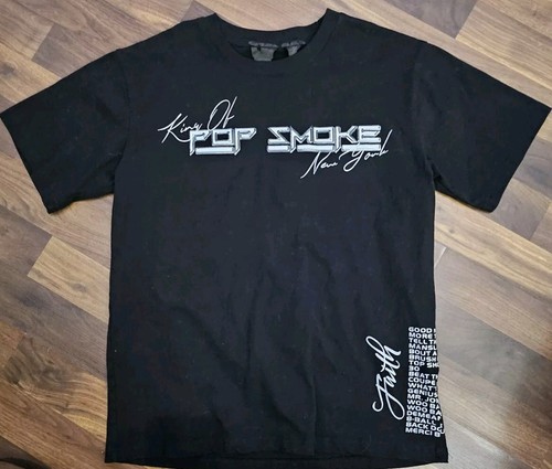 レア 稀少 POP SMOKE ×VLONE ビッグプリントTシャツ 両面 King of Pop Smoke Vlone Double Sided Faith Track List Black