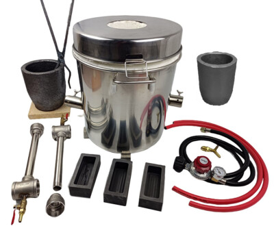 Dual Burner 16 KG Gas Metal Melting Furnace Kit Propane Forge 3 Casting Molds