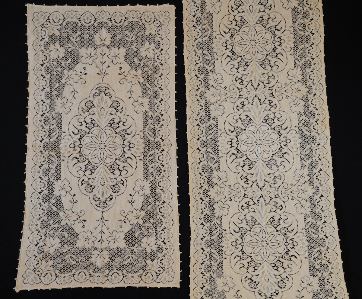 Pair Vintage Unused Tan Cotton Quaker Lace 16 x 57 & 17 x 34 Table Runners -New
