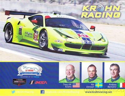 2014 Krohn Racing Ferrari 458 Italia GT2 GTLM Petit Le Mans IMSA TUSC Hero Card