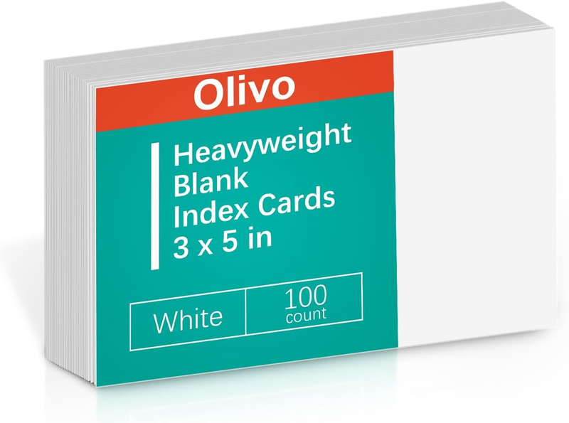 White Blank Index Cards 3x5 100Ct Heavyweight 200GSM Unlined S...