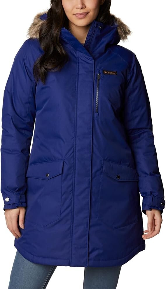 Pre-owned Columbia Suttle Mountain Wl0885-432 Jacket Women's Navy Faux Fur Hooded App723 In Blue