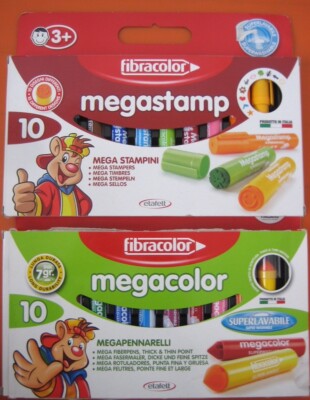 LOT Tampons Megastamp + Feutres Megacolor Fibracolor Loisirs créatifs Marqueurs
