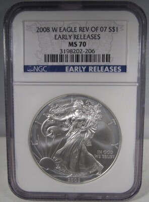 2008-W Silver American Eagle Rev of '07 NGC MS70 Early Release AN869