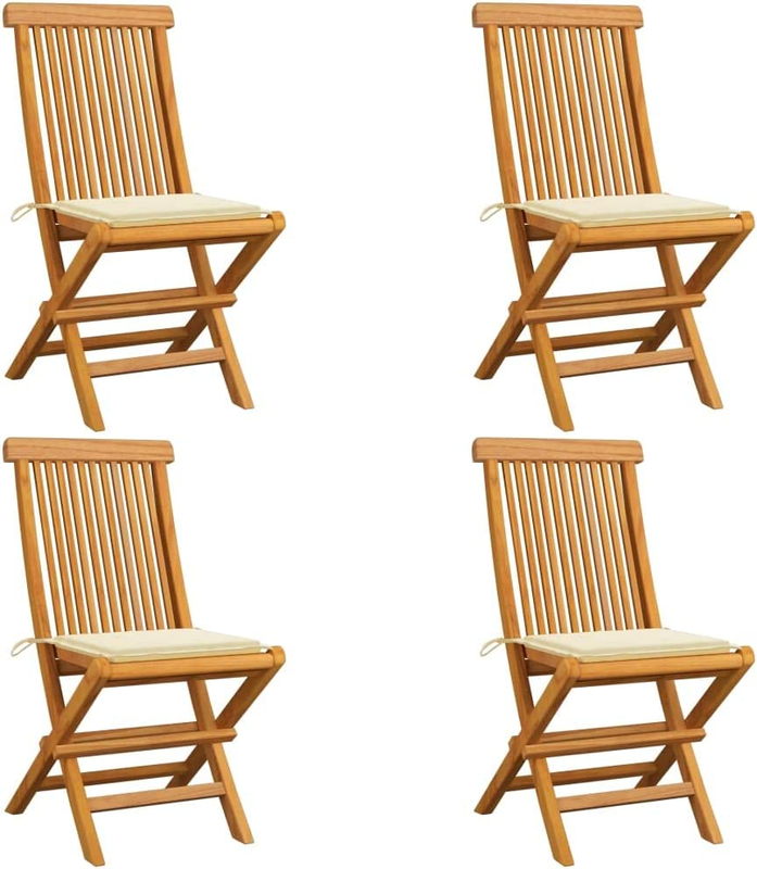 Patio Chairs 4 Pcs, Outdoor Folding Chair with Cushions, Pat