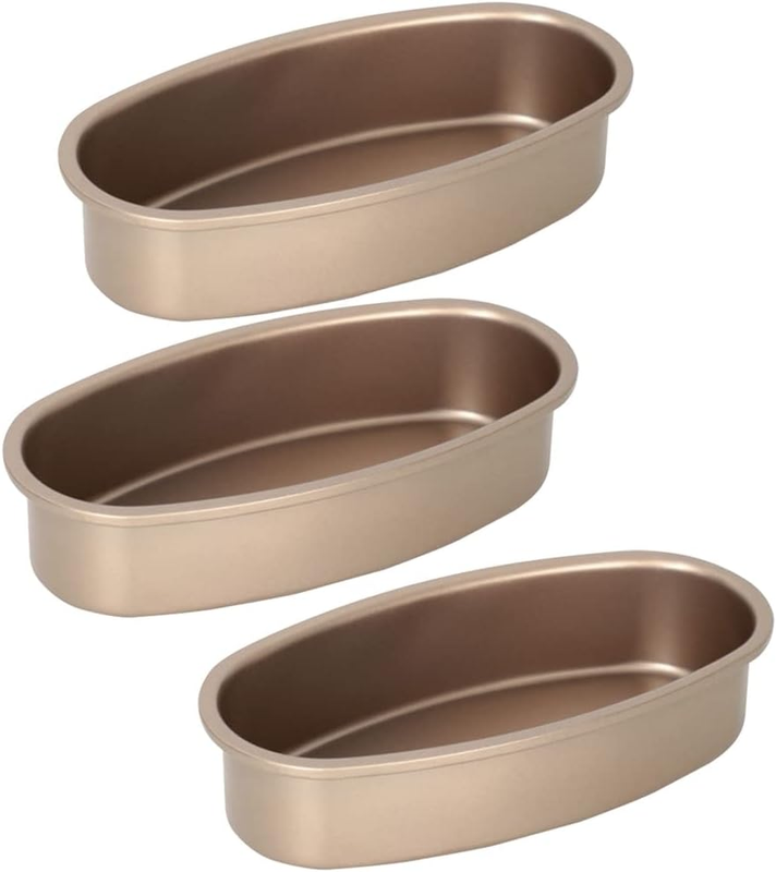 3 Pieces Non Stick Oval Shape Cake Pan Cheesecake Loaf Bread Mold Baking Tray fo