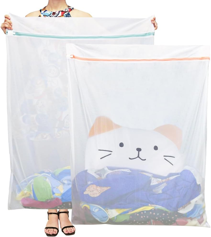 Extra Large Mesh Laundry Bags, 2 Pack 43 X 35 Inch Jumbo Delicates Bag for Washi