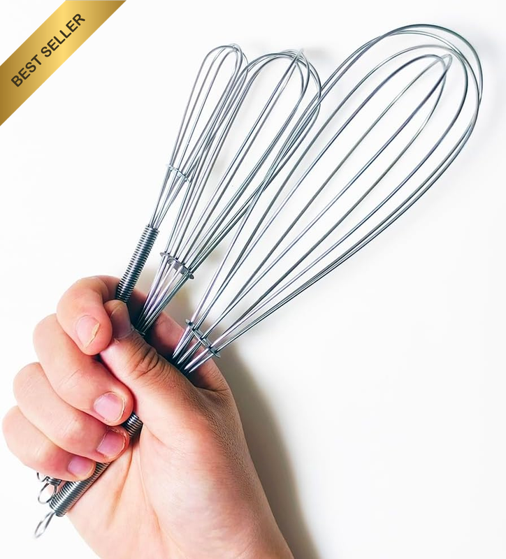 Stainless Steel Mini Whisk Set 7" 8" 10" Kitchen Whisk,Wire Whisk for Cooking, W