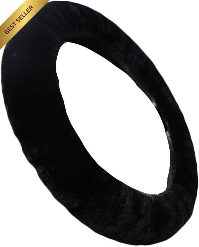 Soft Fluffy Car Steering Wheel Cover for Universal Auto Vehicle Accessories (Bla