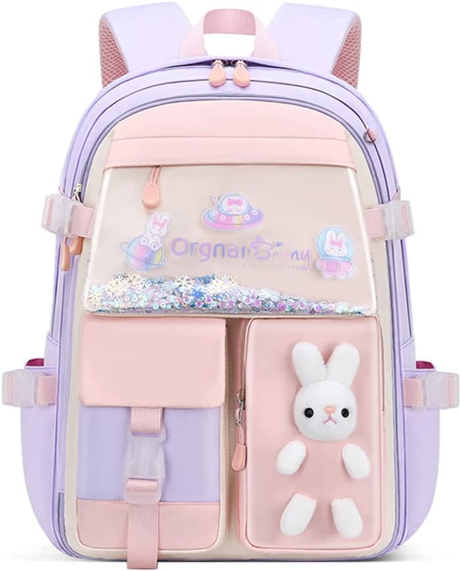Kawaii Bunny Backpack for Girls Bookbag Cute School Bag with Kawaii Pin Bunny Ba