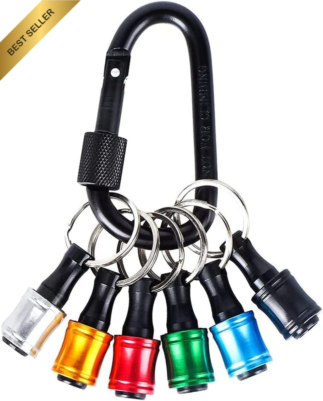 6Pcs Hex Shank Keychain 1/4In Extension Bar Drill Bit Holder with Carabiner