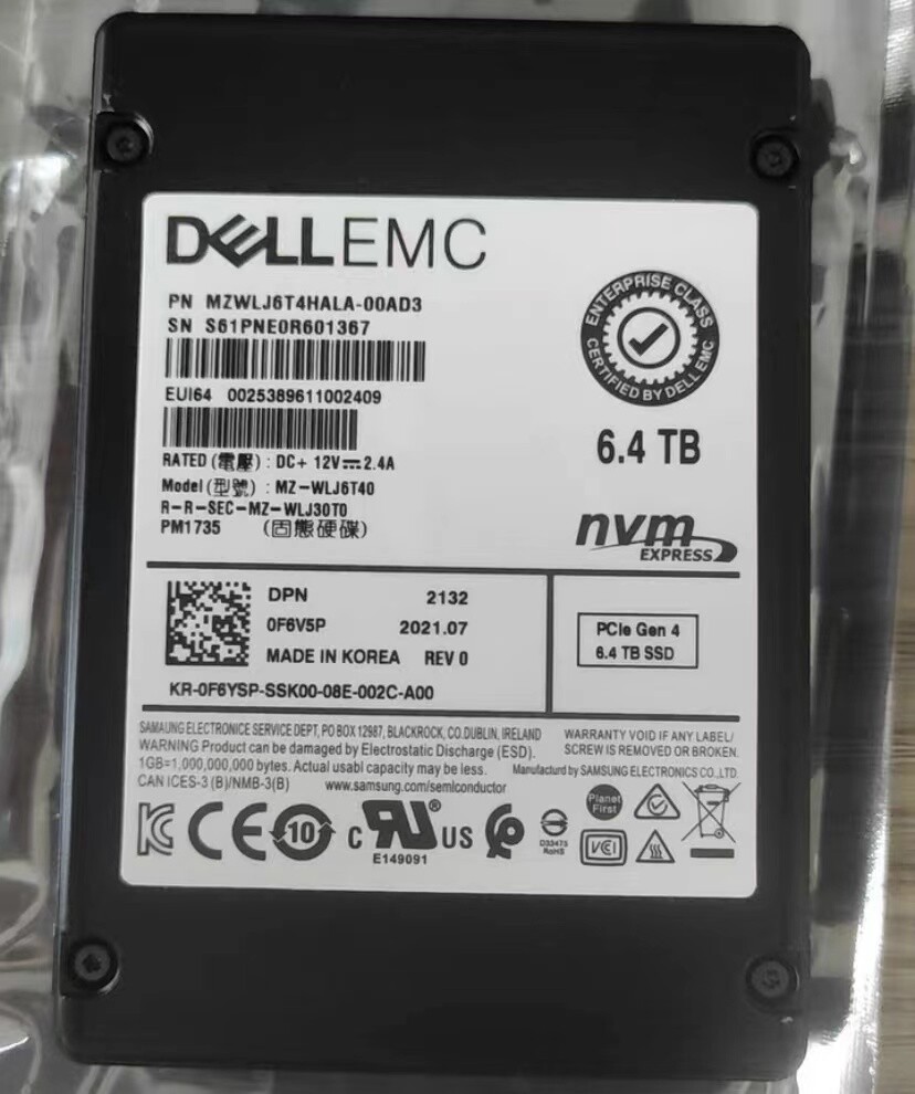 6.4TB SSD Samsung PM1735 U.2 MZ-WLJ6T40 MZWLJ6T4HALA-00AD3 0F6V5P