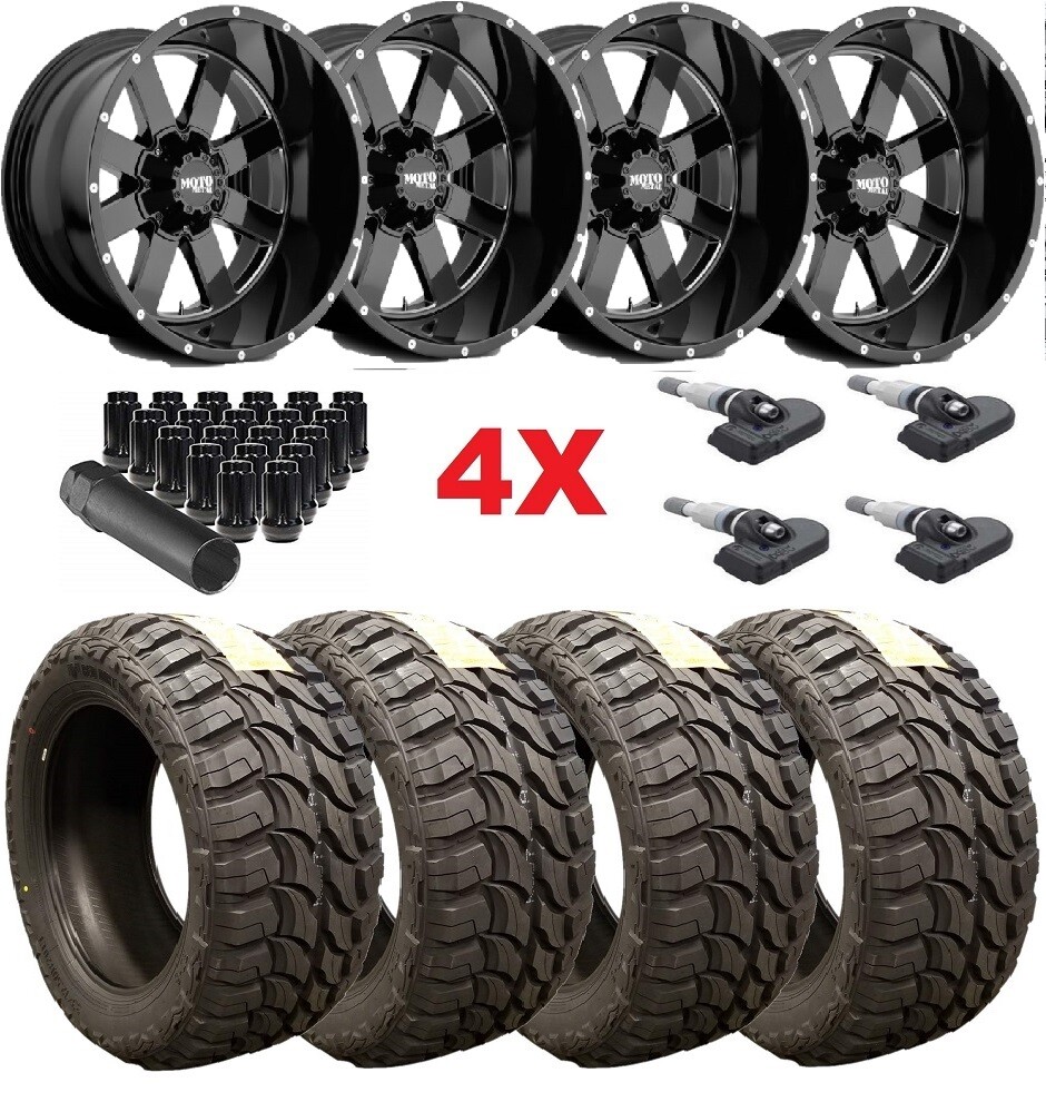 33 12.50 18 Tires Mt 1500 Gloss Black Milled